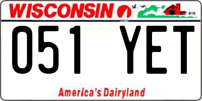 WI license plate 051YET