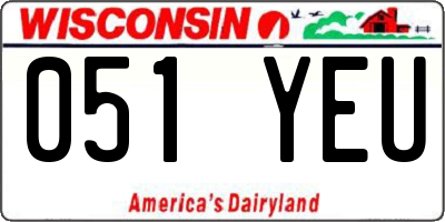 WI license plate 051YEU