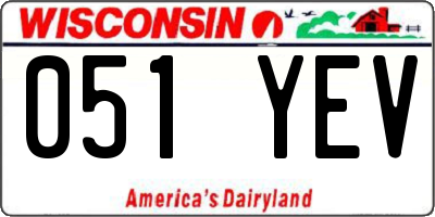 WI license plate 051YEV