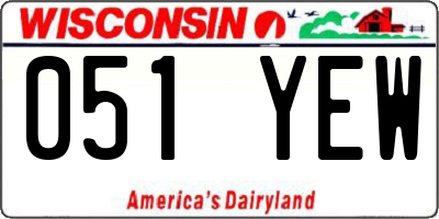 WI license plate 051YEW