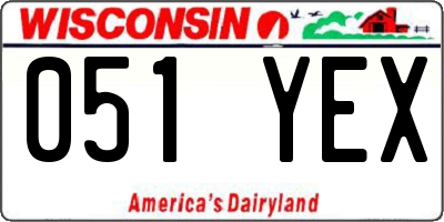 WI license plate 051YEX