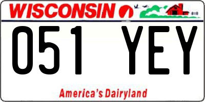 WI license plate 051YEY