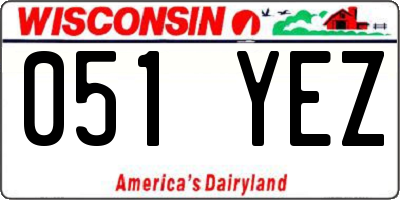 WI license plate 051YEZ