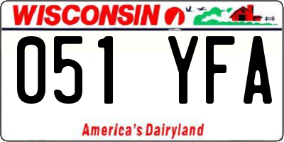 WI license plate 051YFA