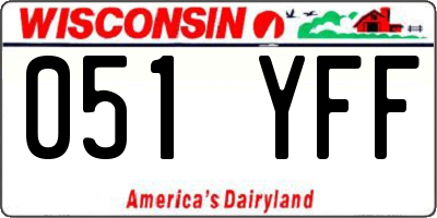 WI license plate 051YFF