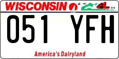 WI license plate 051YFH