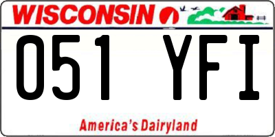 WI license plate 051YFI