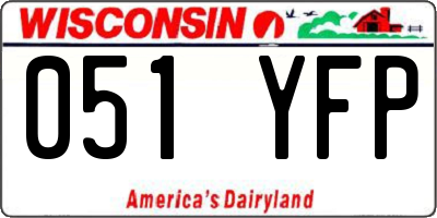WI license plate 051YFP