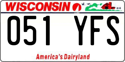 WI license plate 051YFS