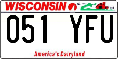 WI license plate 051YFU