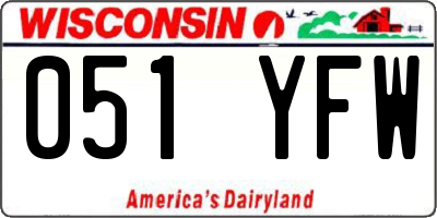 WI license plate 051YFW