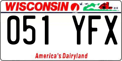 WI license plate 051YFX