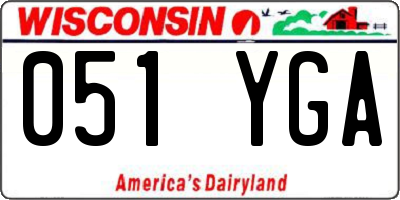 WI license plate 051YGA