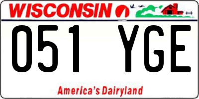 WI license plate 051YGE