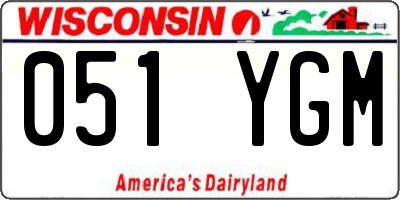 WI license plate 051YGM