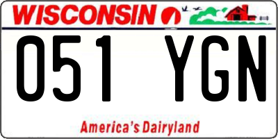 WI license plate 051YGN
