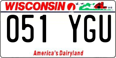 WI license plate 051YGU