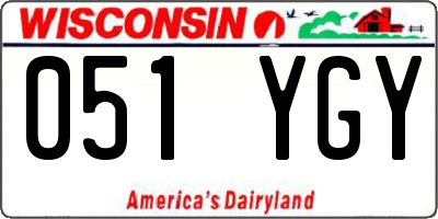 WI license plate 051YGY