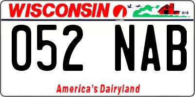 WI license plate 052NAB