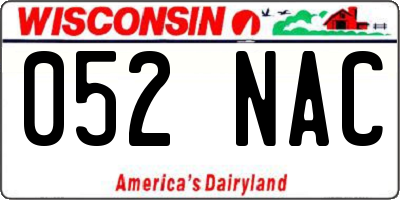 WI license plate 052NAC