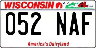 WI license plate 052NAF