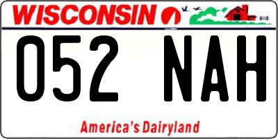 WI license plate 052NAH