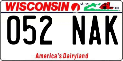 WI license plate 052NAK
