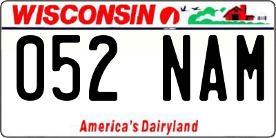 WI license plate 052NAM