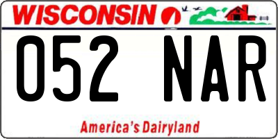 WI license plate 052NAR