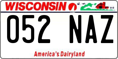 WI license plate 052NAZ