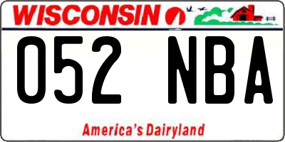 WI license plate 052NBA