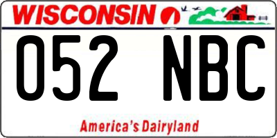 WI license plate 052NBC