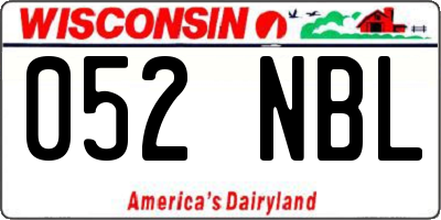 WI license plate 052NBL