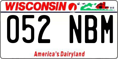 WI license plate 052NBM
