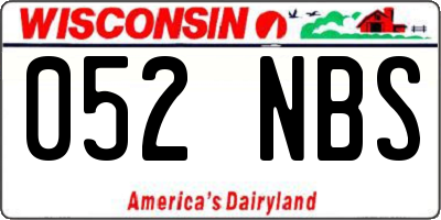 WI license plate 052NBS