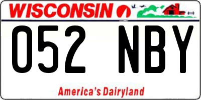 WI license plate 052NBY