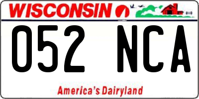 WI license plate 052NCA