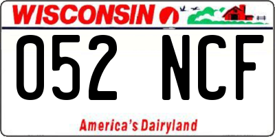 WI license plate 052NCF
