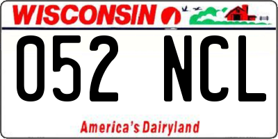 WI license plate 052NCL