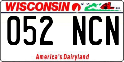 WI license plate 052NCN