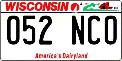 WI license plate 052NCO