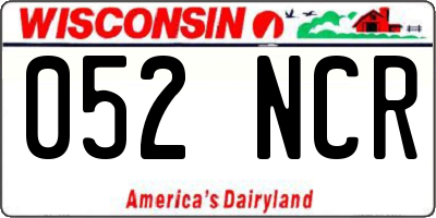 WI license plate 052NCR