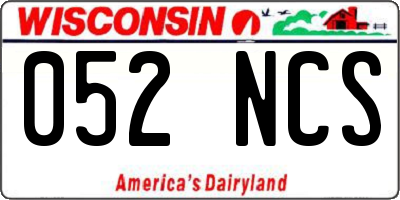 WI license plate 052NCS