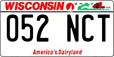 WI license plate 052NCT