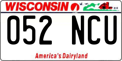 WI license plate 052NCU