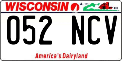 WI license plate 052NCV