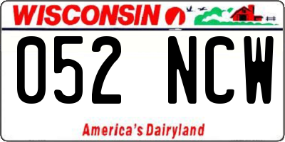 WI license plate 052NCW