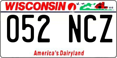 WI license plate 052NCZ