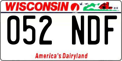 WI license plate 052NDF