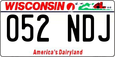 WI license plate 052NDJ